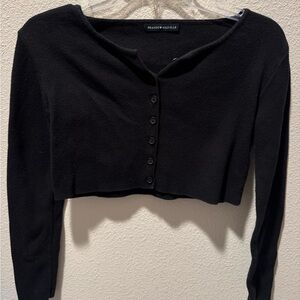 Brandy Melville Black Button-Up Crop Top